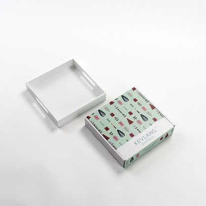 White Sturdy Acrylic Tray with Handles-8x8 Inch- Countertop Organizer Tray for Kitchen,Bathroom,Office- Storage Box for Cosmetics, Jewelry,Toiletries,Toy,Gadgets