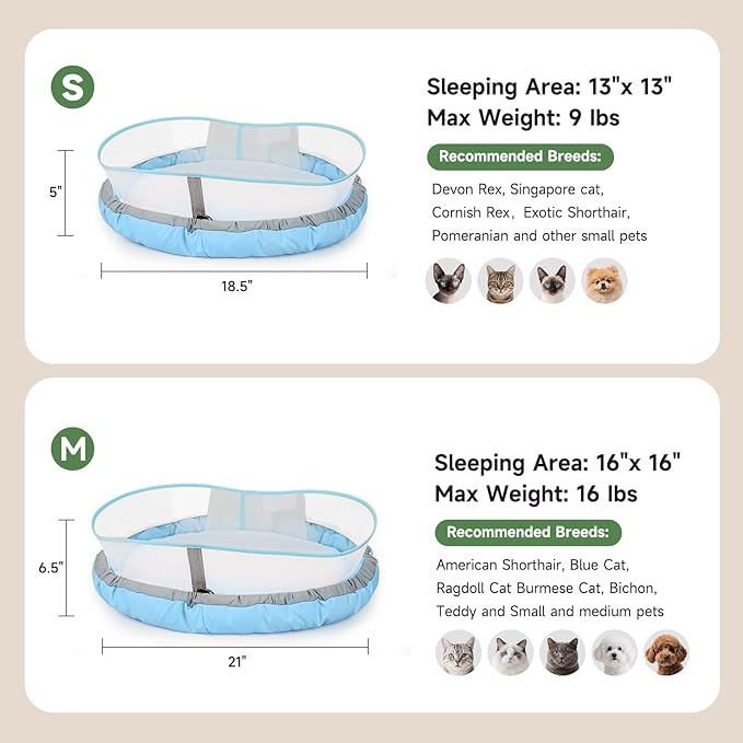 Cat Beds for Indoor Cats, Round Dog Bed for Small Dogs, Puppy, Kitten -Soft Plush Washable Cat Bed Calming with Protective Shield (Blue，18 Inches)