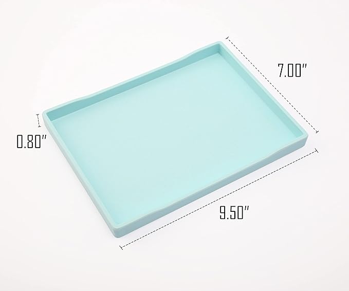 Blue Small Serving Tray (9.5 x 7 inch), Countertop Organizer for Bathtub Bathroom Vanity Items, Serving Accessory, Coffee, Drinks, Tea, Party, Spa, Perfume and Display Use.