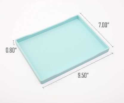 Blue Small Serving Tray (9.5 x 7 inch), Countertop Organizer for Bathtub Bathroom Vanity Items, Serving Accessory, Coffee, Drinks, Tea, Party, Spa, Perfume and Display Use.