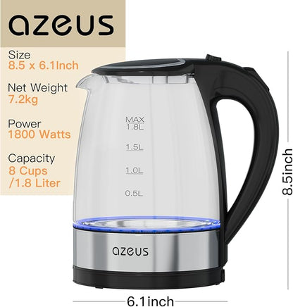 AZEUS Fast Boil Electric Water Kettle, 1.8L Large Capacity