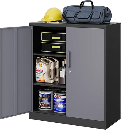 MIIIKO Metal Storage Cabinet, Base Cabinets 2 Door, Steel Storage Cabinets