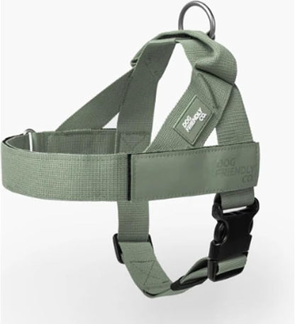 Dog Friendly Co. Dog Harness for Large Breeds (Khaki, Extra Large) | One Click Buckle, Chafe Resistant Webbing, Adjustable Neck & Chest, and Heavy Duty D-Ring, Sturdy Comfortable and Easy to Use