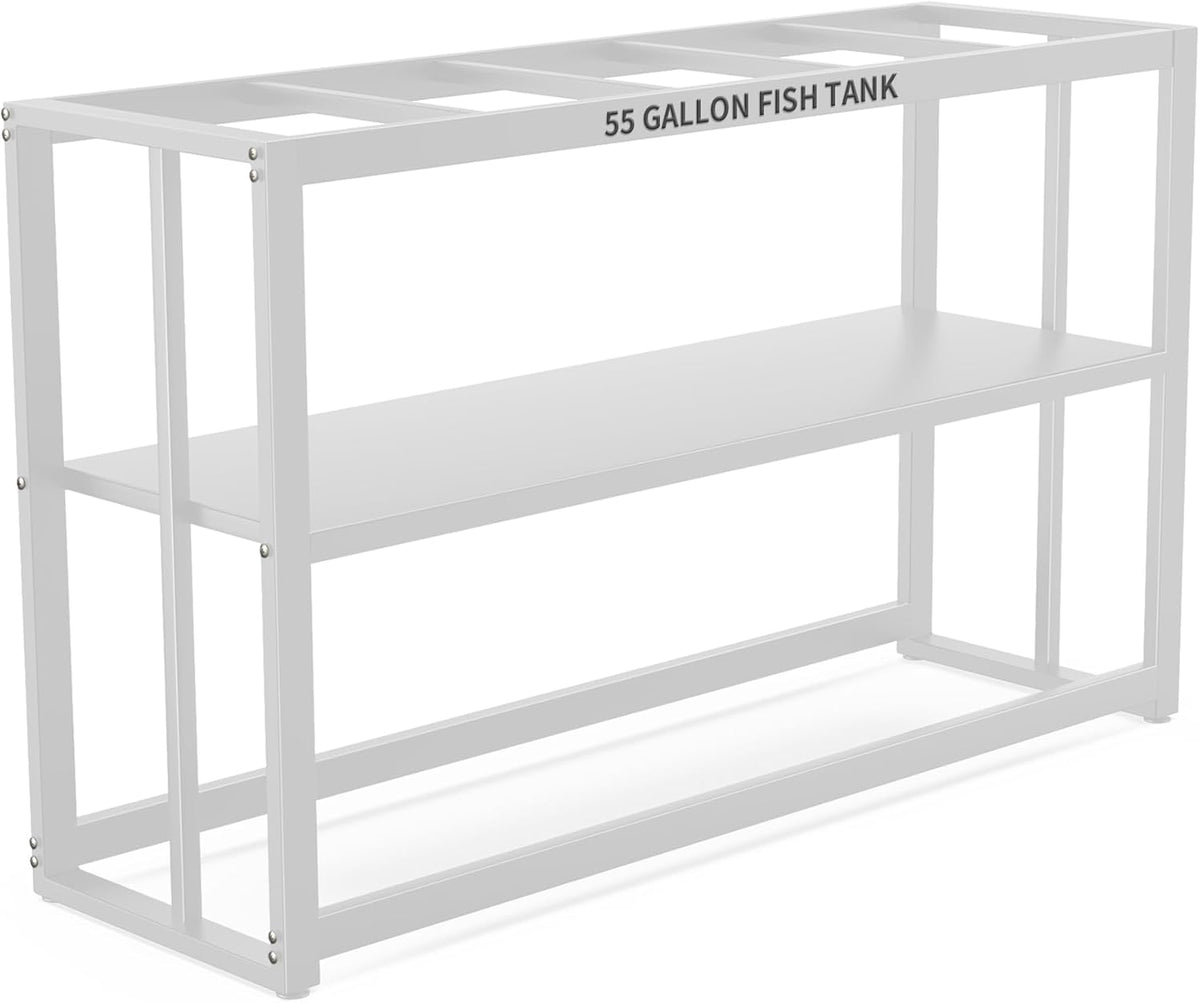 Akenow 55-75 Gallon Fish Tank Stand with Storage Shelf, 48.5 x14.9 x 29.2 Inch Aquarium Stand, Turtle Tank, Reptile Terrariums and Breeder Tank Stand,980LBS Capacity, White