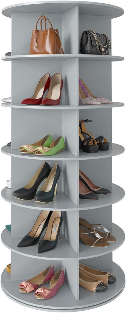 SpaceAid 6 Tier Rotating Shoe Rack Tower, Spinning Shoe Display Lazy Susan