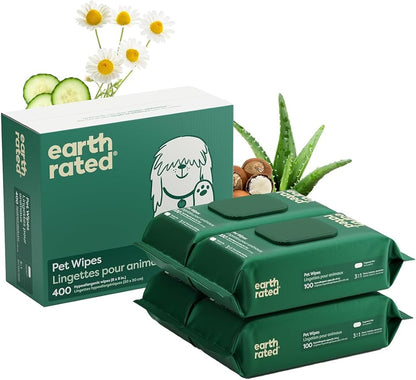 Earth Rated Pet Wipes for Dogs and Cats, Hypoallergenic, Cleaning and Hydrating