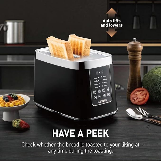 Smart Toaster Touchscreen, KETIAN Automatic Electric Digital Toaster 2 Slice