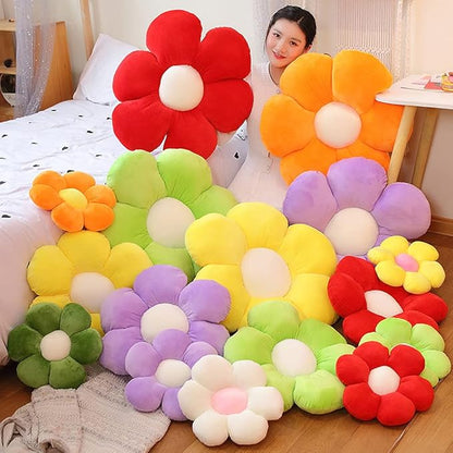 lannery Flower Plush Throw Pillows, Flower Floor Pillow Seating Cushion Toy for Reading, Room, Watching TV (19.7", Yellow-1)