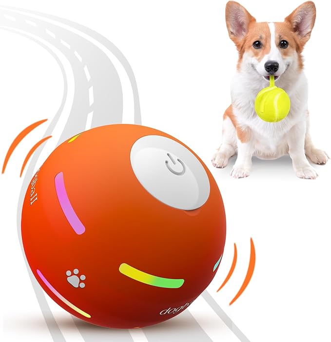 PetDroid Interactive Dog Toys Dog Ball,[2025 Newly Upgraded] Durable Motion Activated Automatic Rolling Ball Toys for/Small/Medium/Large Dogs,USB Rechargeable(Orange)