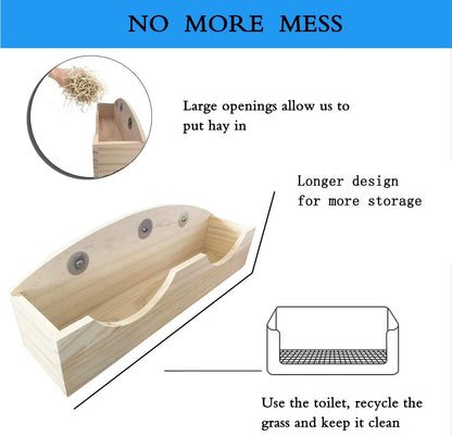 Hamiledyi Rabbit Hay Feeder, Bunny Hay Feeder Rack,Bunny Food Manger Wooden Hay Manger Rack Rabbit Hay Holder Feeders Grass Holder for Guinea Pig Chinchilla Hamster