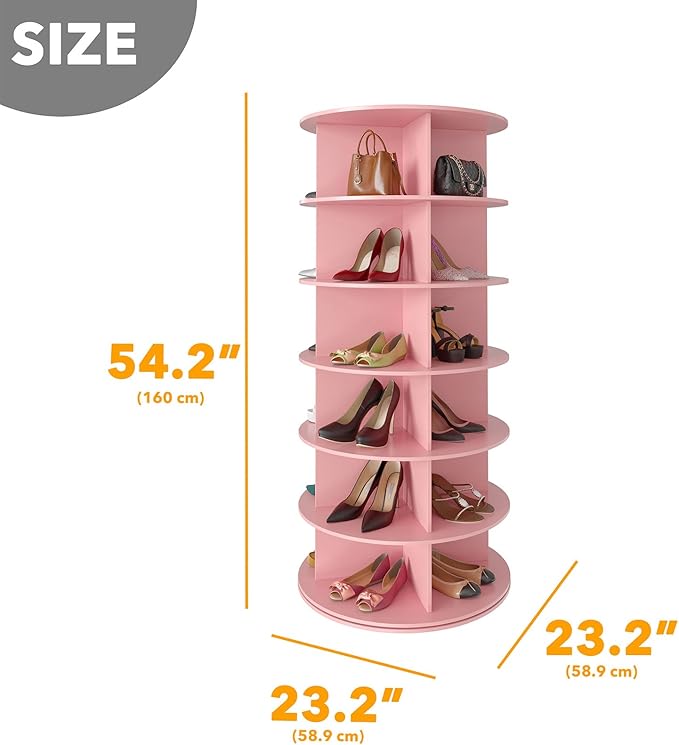 SpaceAid 6 Tier Rotating Shoe Rack Tower, Spinning Shoe Display Lazy Susan