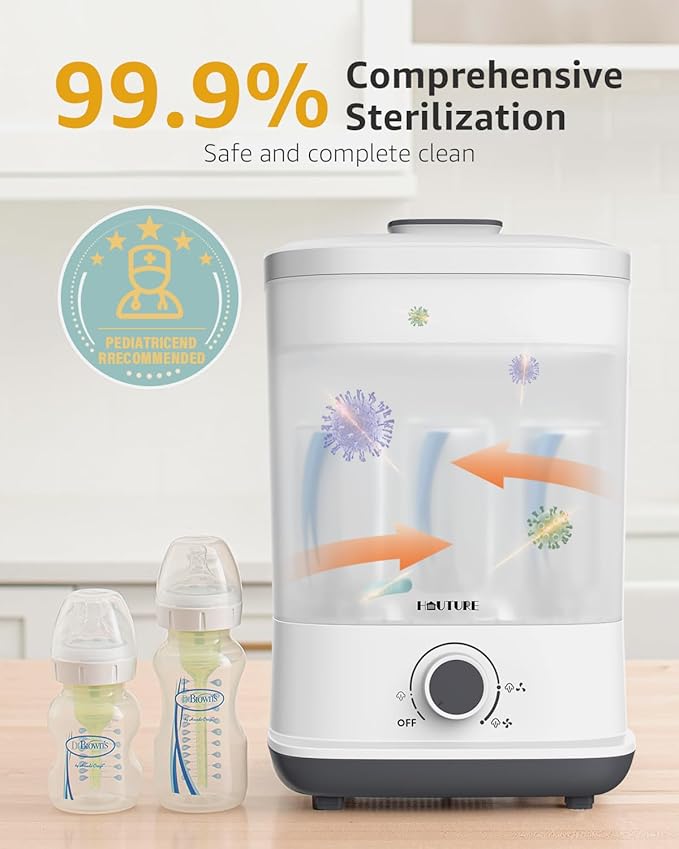 HAUTURE Bottle Sterilizer and Dryer, Esterilizador De Biberones, One-Dial