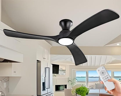 Gaizw Black Ceiing Fans with lights and Remote Control, 52 Inch Modern Wooden