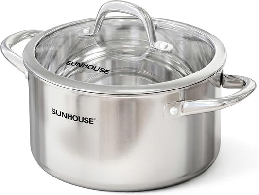 Sunhouse Professional 3.5-Quart Whole-Clad Multi-Ply Stainless Steel Stock Pot