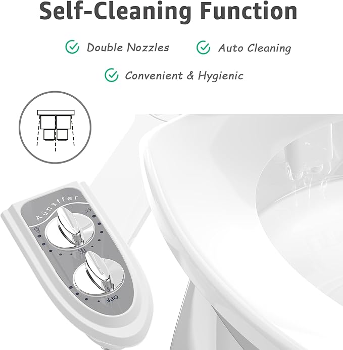 Bidet Attchment for Toilet Grey, Cold Water No-Electric, 3 Wash Modes，Dual