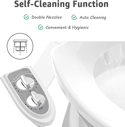 Bidet Attchment for Toilet Grey, Cold Water No-Electric, 3 Wash Modes，Dual
