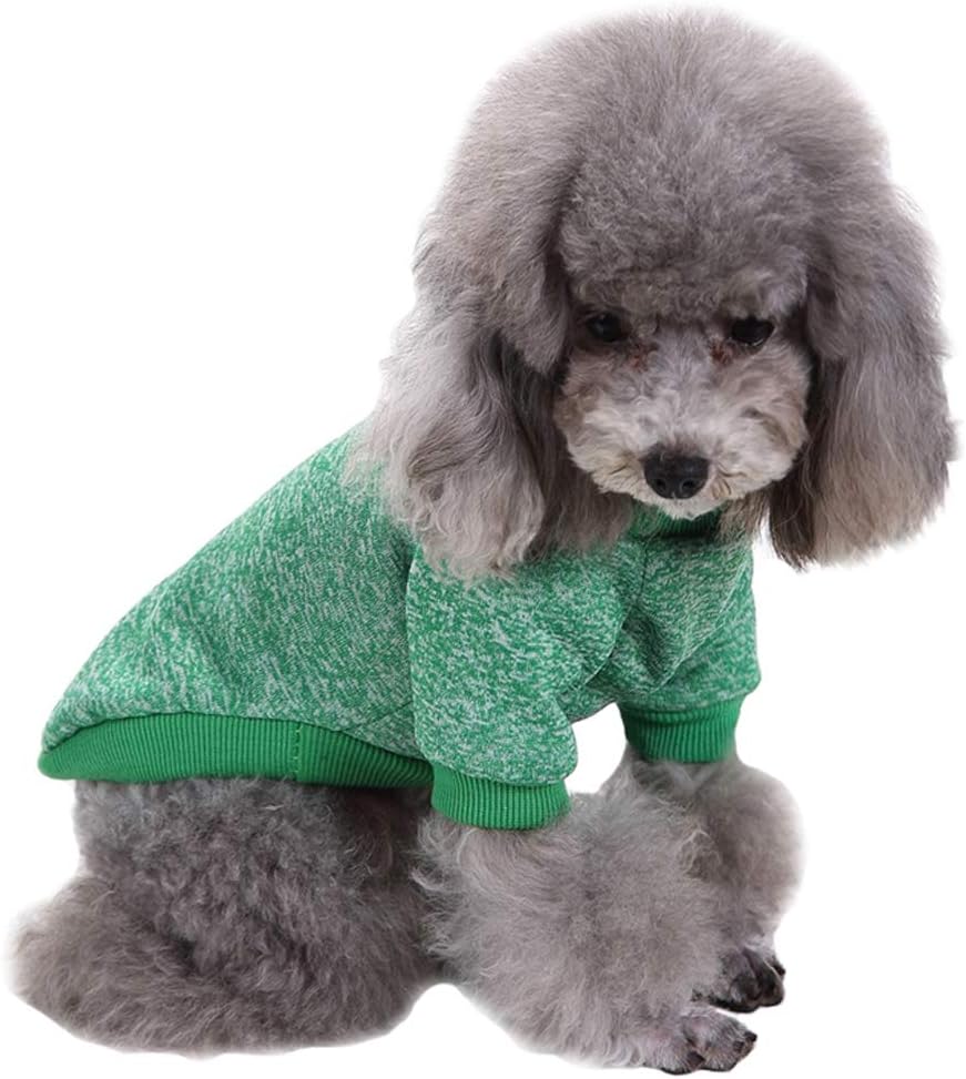 Jecikelon Dog Clothes Dogs Sweater Soft Puppies Clothing Winter Puppy Sweaters Warm Outfit for Dogs Small XXS XS Cat Apparel (Green, M)