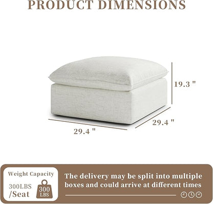 Gtilzria Ottoman,Down Fill Comfort Footrest,Down Filled Spill & Stain-Resistant Cloud Couch,L Shape U Shape Cloud Modular Sectional Sofa for Living Room,Apartment,Office,Cream White