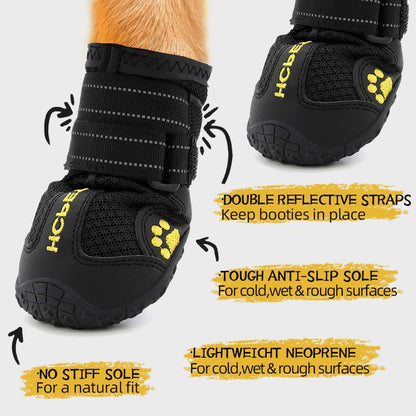 Hcpet Dog Shoes, Dog Boots for Large Dogs, Waterproof Dog Booties Paw Protector for Summer Hot Pavement, Winter Snowy Day, Outdoor Walking, Indoor Hardfloors Anti Slip Sole Black Size 7