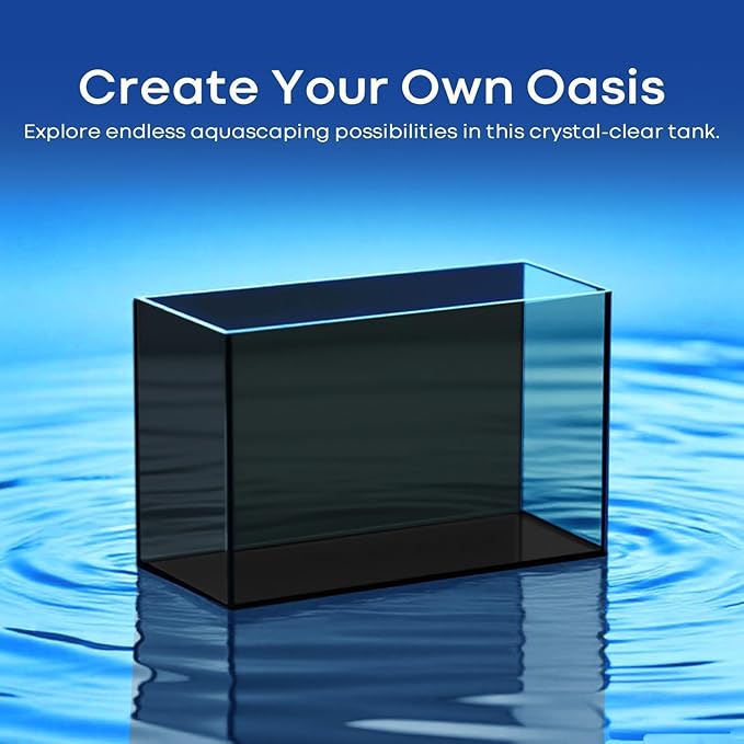 3 Gallon Glass Fish Tank Cube, Small Aquarium Fish Bowl for Betta Goldfish Snails Shrimp Aquatic Planting, Easy to Maintain Ultra Clear Rimless Design for Desktop Small Spaces