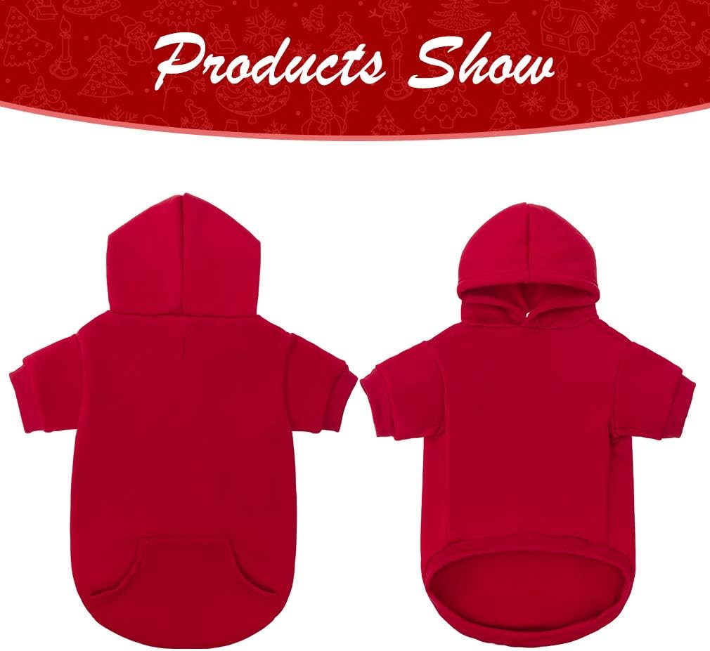 KOOLTAIL Basic Dog Hoodie - Soft and Warm Dog Hoodie Sweater with Leash Hole and Pocket, Dog Winter Coat, Cold Weather Clothes Sweatshirt for Small Medium Large Dogs Puppy Cat Boys Girls Red L