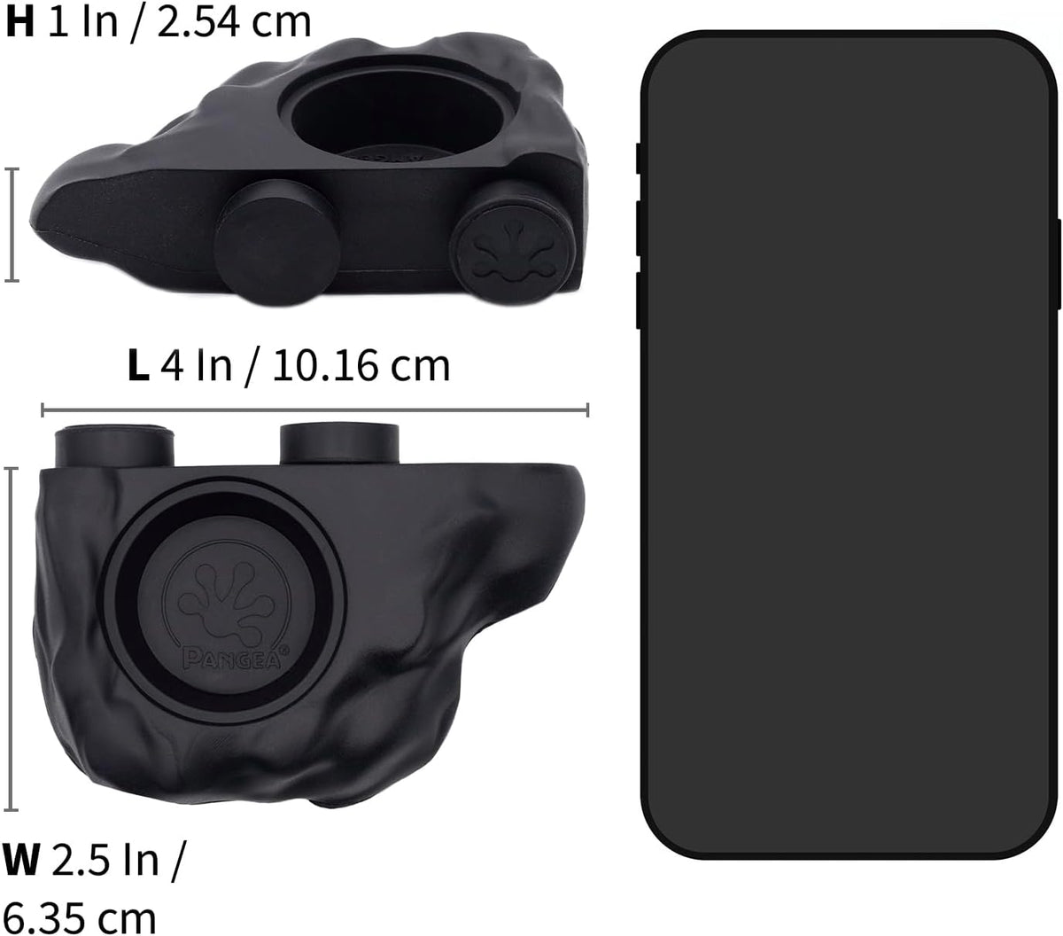 Pangea Silicone Gecko Feeding Ledge - Magnetic Mini Food Dish for Reptile Tank - 4.125" x 2.625" x 1.18" - Fits 0.5oz Cups (Black)
