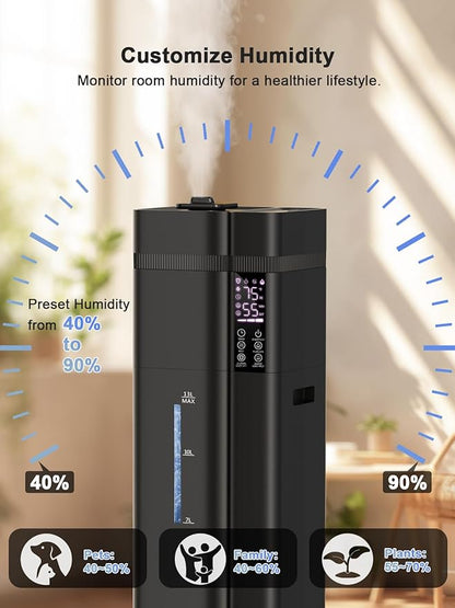 Zeova 13L/3.4Gal Humidifiers for Bedroom, Ultrasonic Warm & Cool Mist