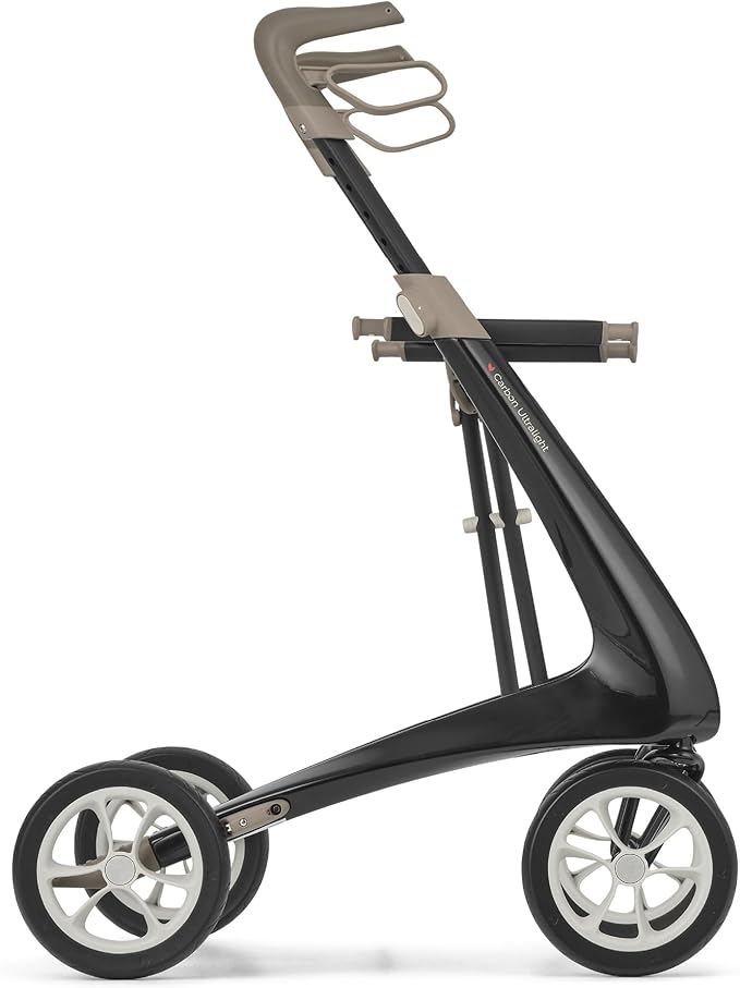 byACRE Carbon Ultralight Rollator Walker - 10.6 lbs Adult Walkers with 4 Wheels and Seat - Lightweight Seated Walkers with Wheels - Foldable Rolling Walker with Seat - Walker for Adults