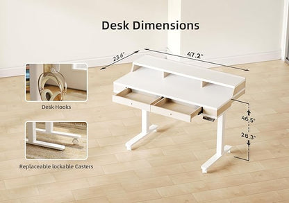 Claiks Standing Desk with Drawers, Electric Adjustable Standing Desk Adjustable