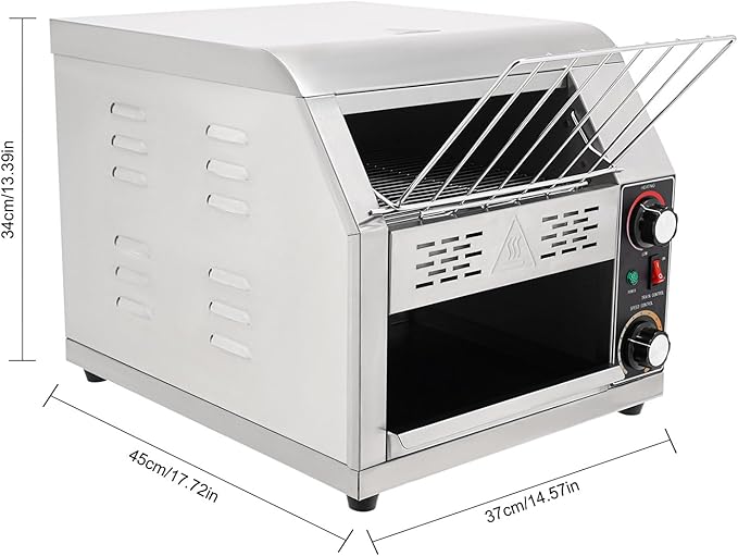 1900W Commercial Conveyor Toaster, 1-7 Gears Electric Stainless Steel