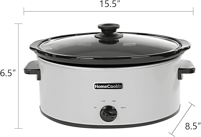 HOMECOOKIN 6 Quart Slow Cooker Oval Manual Pot Food Warmer