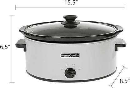 HOMECOOKIN 6 Quart Slow Cooker Oval Manual Pot Food Warmer
