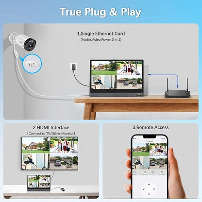 【All-in-One Security System】 4K Outdoor Wired Security Camera System, Home