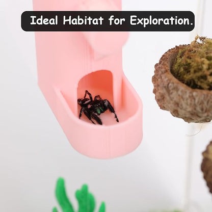 Small Animal Water Feeder, Magnetic Hanging Feeder & Hidden Cave - Accessories for Jumping Spiders, Wolf Spiders, Mantises, Arboreal Animals & Other Small Creatures - 5ML Capacity (Yellow)