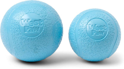 WEST PAW Boundr Ball Dog Fetch Toy – Bouncing Toys for Dogs, Fetch, Catch, Chewing, Play – Floatable, Recyclable Balls – Small Aqua Blue/Dandelion Yellow 2-Pack