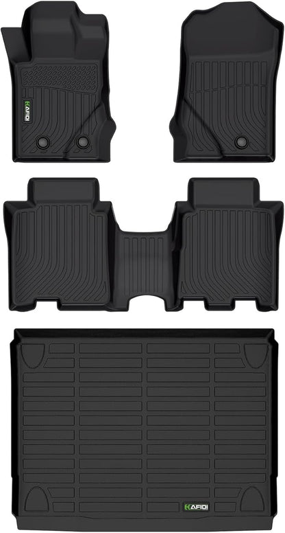 HAFIDI® Floor Mats & Cargo Liner Set Fit for 2021-2026 Ford Bronco 4 Door (Not for 2 Door & Sport) All Weather Protection TPE Anti-Slip Automotive Full Set Floor Liners Custom Accessories - Black