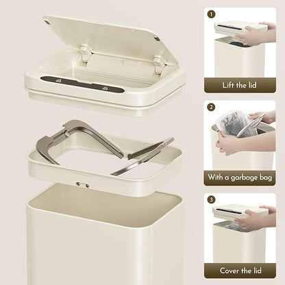 ELPHECO Stainless Steel Office Trash Can Motion Sensor Garbage Can Touchless