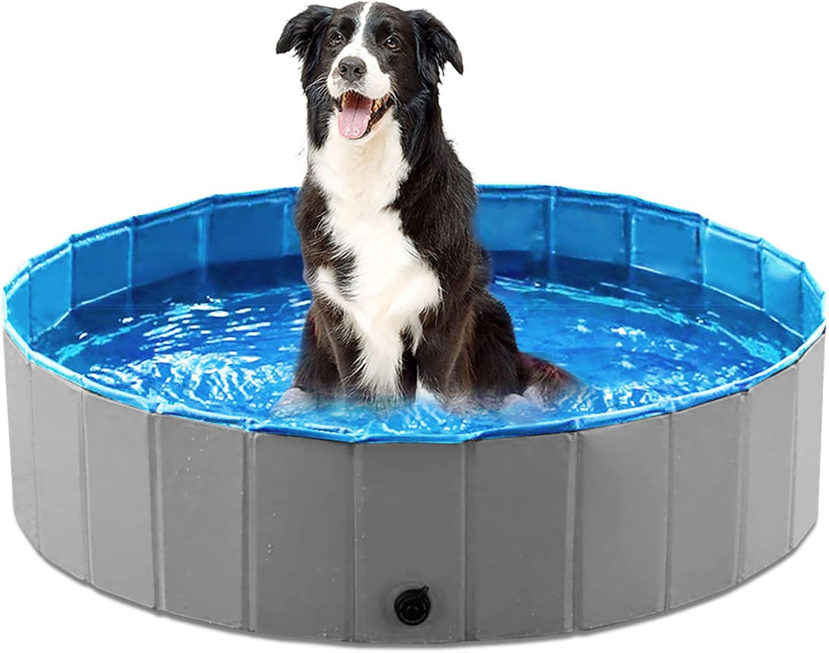 Jasonwell Foldable Dog Pet Bath Pool Collapsible Dog Pet Pool Bathing Tub Kiddie Pool Doggie Wading Pool for Puppy Small Medium Large Dogs Cats and Kids 39.5" Grey