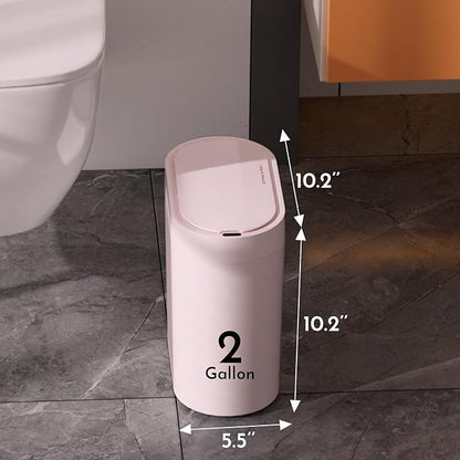 Bathroom Trash Can with Lid 2 Gallon Slim Motion Sensor Garbage Can Narrow