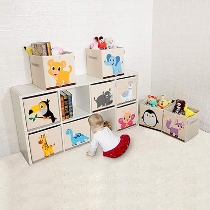 CLCROBD Foldable Animal Cube Storage Bins Fabric Toy Box/Chest/Organizer for Kids Nursery, 13 inch (Elephant)