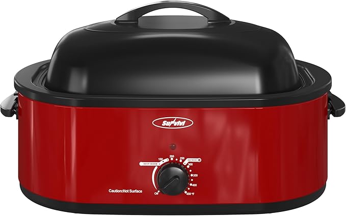 Sunvivi Roaster Oven with Self-Basting Lid, 20 Quart Electric Roaster with