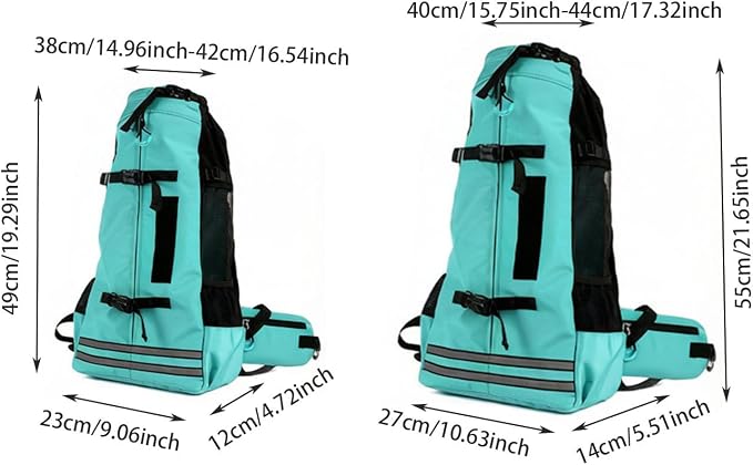Big Dog Backpack Carrier, Green-M | Extra Large Pet Carrier for 66lbs Dogs, Fully Adjustable Water-Resistant Dog Travel Bag for Hiking Cycling Outdoor Adventures