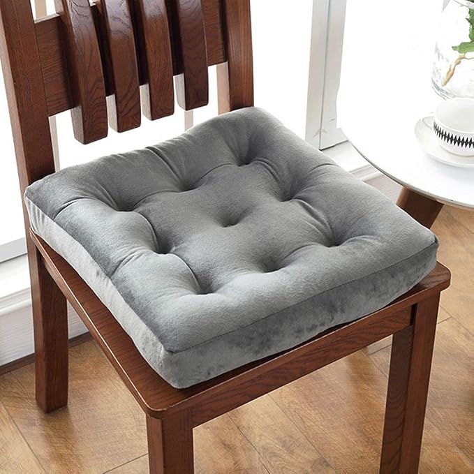 vctops Velvet Solid Chair Pad Super Soft Plush Washable Square Seat Cushion for Kitchen Dining Room (Darkgrey,18" x 18")