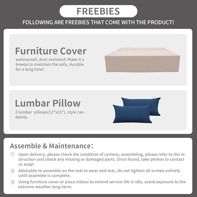 Patio Sectional 6 Pieces All-Weather Wicker Patio Furniture Set Outdoor Sectional with Glass Patio Table Non-Slip Cushions and Waterproof Covers, Navy Blue