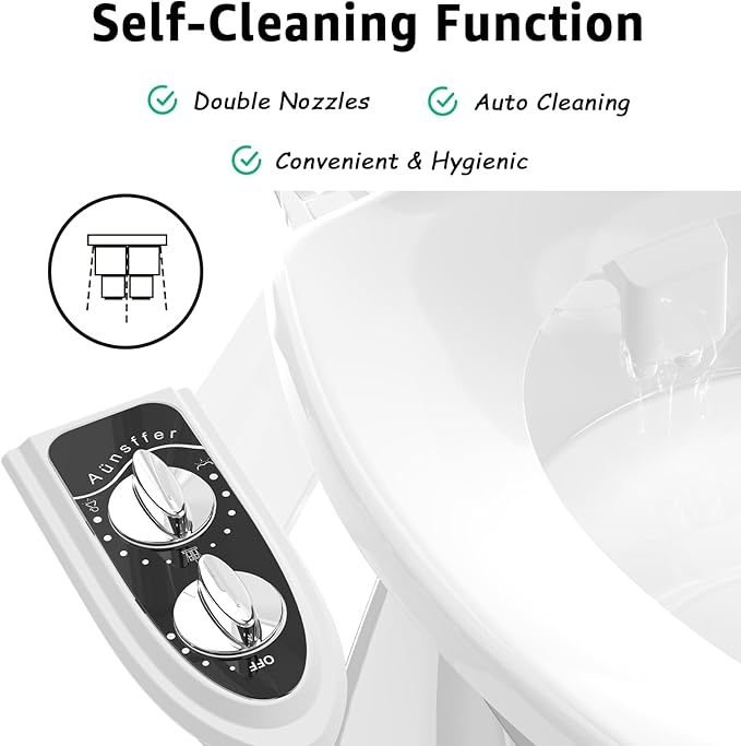 Bidet Toilet Attachment, Toilet Bidet Cold Water No-Electric, 3 Wash Modes