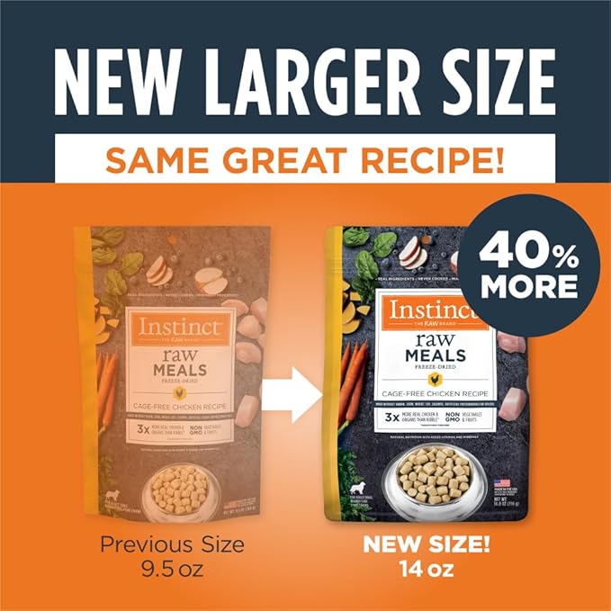 Instinct Freeze Dried Raw Meals, Natural Dry Dog Food, Grain Free - Cage Free Chicken, 14 oz. Bag