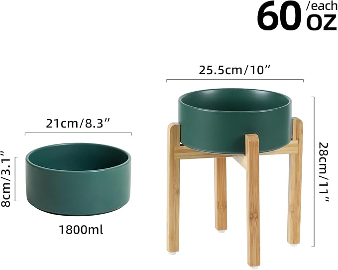 Ceramic Raised Dog Bowl Set, Elevated Dog Bowl