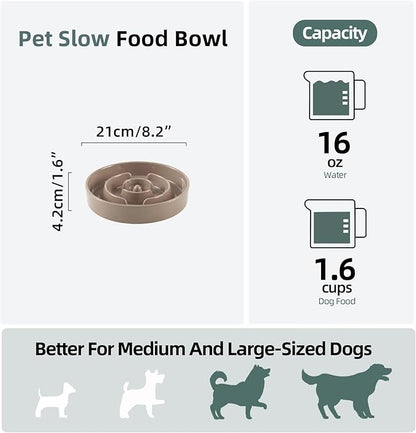 Ceramic 1.6 Cup Slow Feeder Dog Bowl