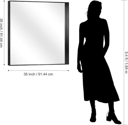 CIRCUMI Black Bathroom Mirror, Brushed Finish, Tempered Glass, Mirror