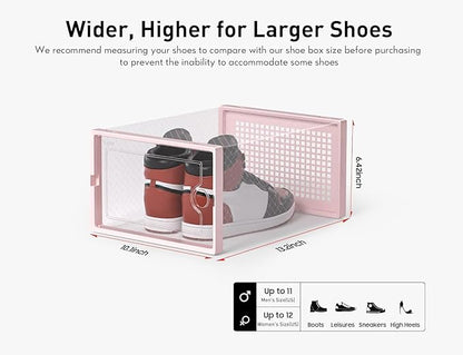 Kuject X-Large Shoe Storage Boxes Organizers Clear Plastic Stackable 12 Pack